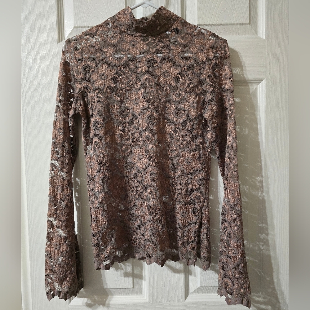 Cami NYC Floral Lace Top in Brown and Black